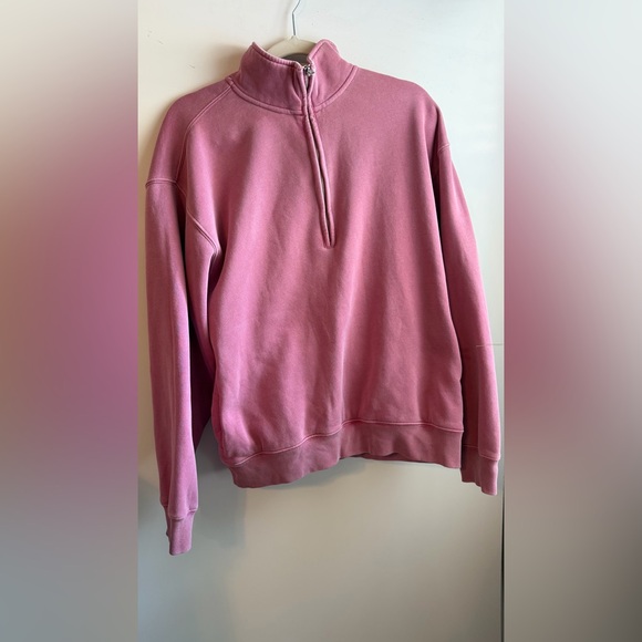Abercrombie & Fitch Tops - Abercrombie & Fitch Pink Quarter-Zip Sweatshirt ,Garment-Dyed,Soft Max Essential